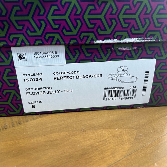 ***New****Tory Burch Perfect Black Flower Jelly Sandals - Picture 7 of 15